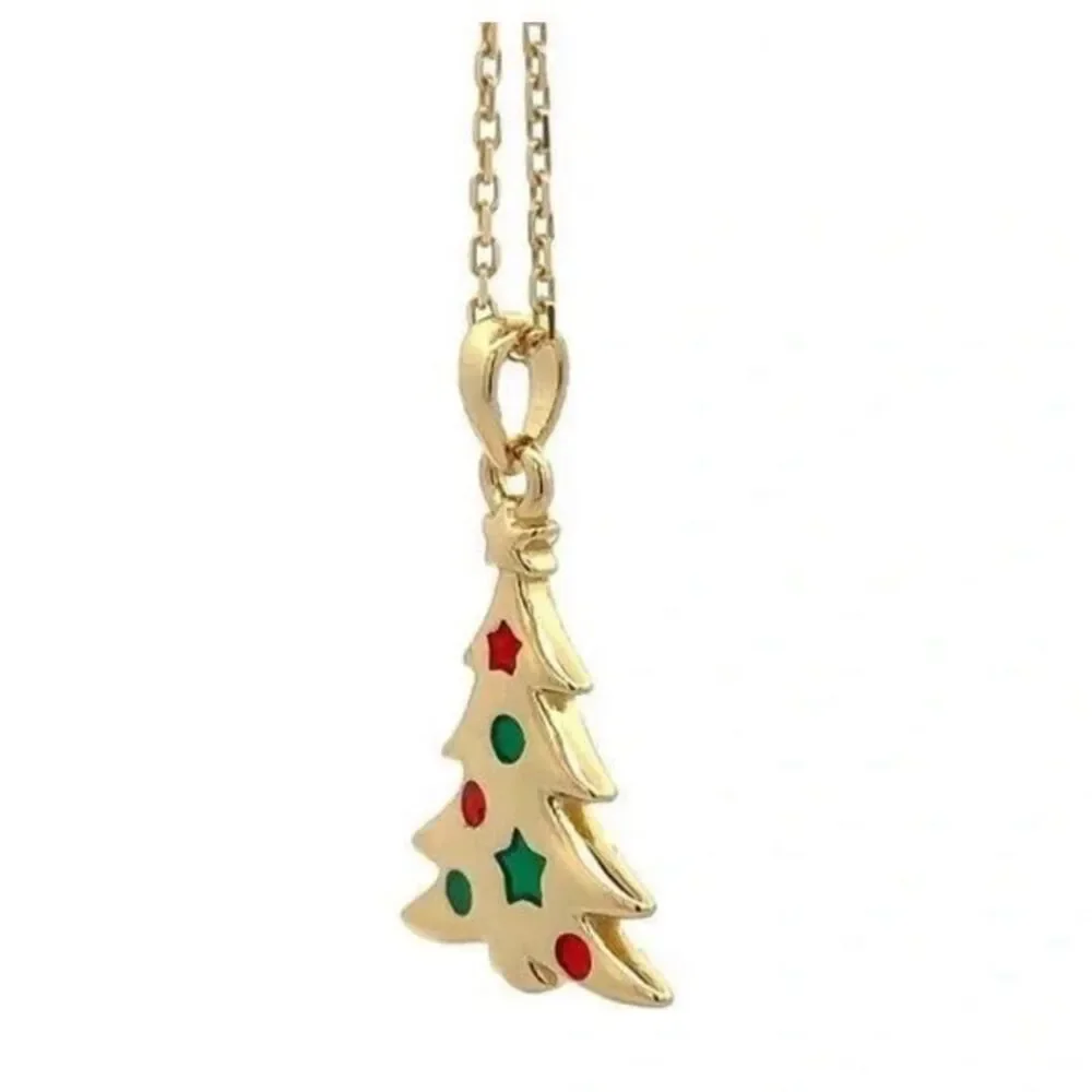 Necklace Pendant Christmas tree sterling silver gold plated new in box